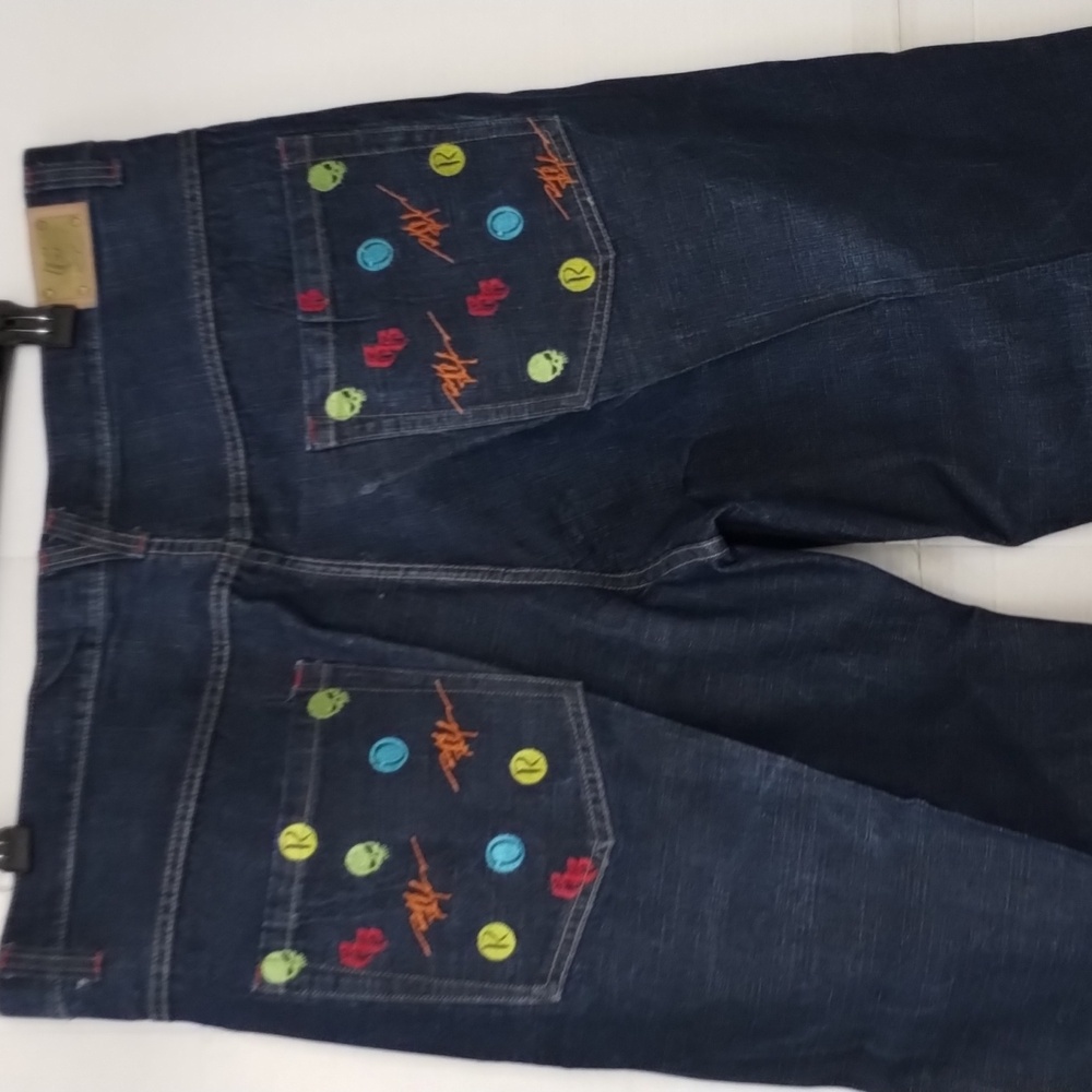 Ruff Ryder dark blue graphic skull denim jeans size 46. Streetwear Grunge